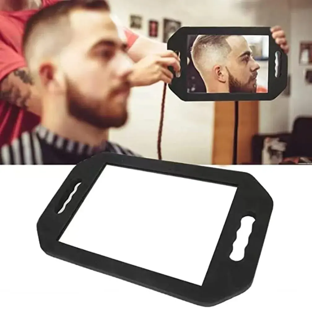 mpowtech Large Hand Held Barber Mirror 41cm (16.14") with Double Handles | Unbreakable Tempered Glass Salon Mirror - view 3