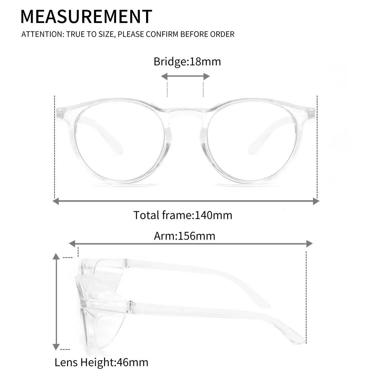 Alsenor Anti Fog Safety Glasses with Blue Light Blocking, UV Protection, and Anti-Scratch Lenses | Clear Round Frame - view 5
