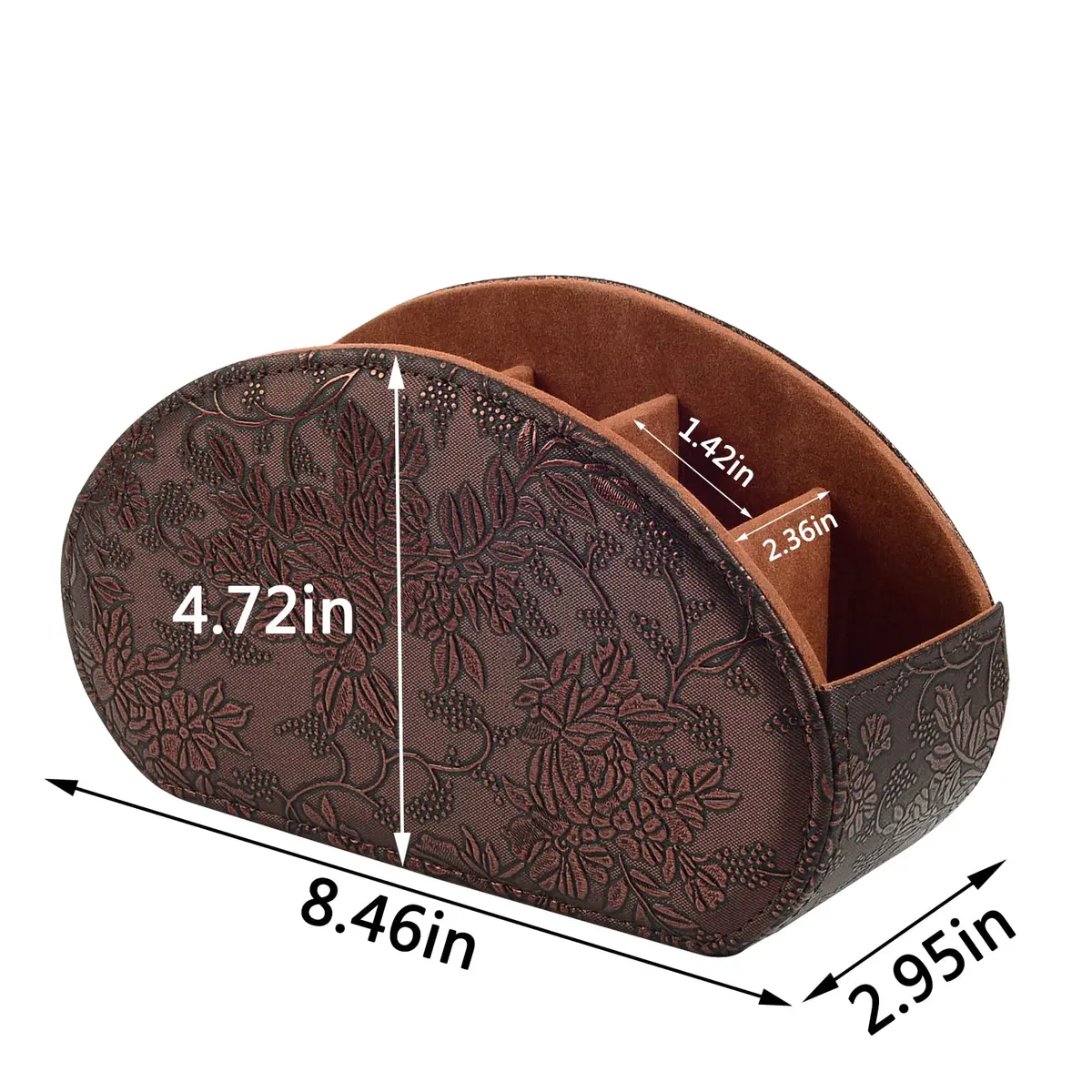 RHCSZ Retro Leather Remote Control Holder Organizer Box | 21.5cm (8.46") x 11.5cm (4.5") x 7.5cm (2.95") - view 4