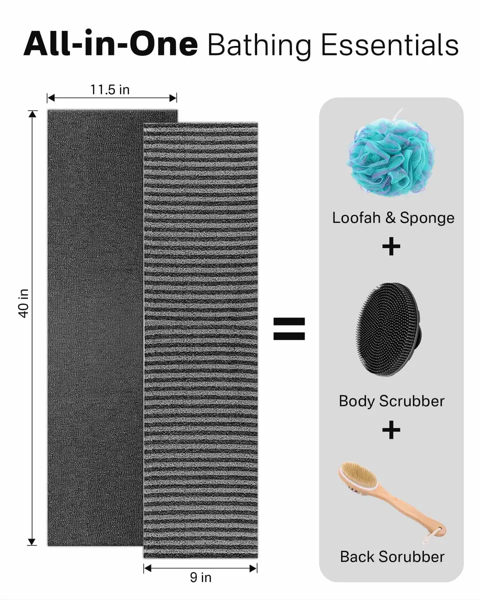 Yiclick Exfoliating Washcloth Towel Back Scrubber for Shower 2-Pack (40 inch / 101.6 cm) | Korean Japanese Style - view 9