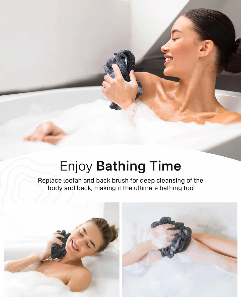Yiclick Exfoliating Washcloth Towel Back Scrubber for Shower 2-Pack (40 inch / 101.6 cm) | Korean Japanese Style - view 4