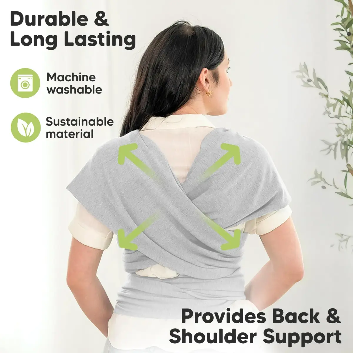 KeaBabies Original Baby Wrap Carrier Light Heather | Ergonomic Hip-Healthy Sling for Newborns to Toddlers (0.5 kg / 1.1 lb) - view 5