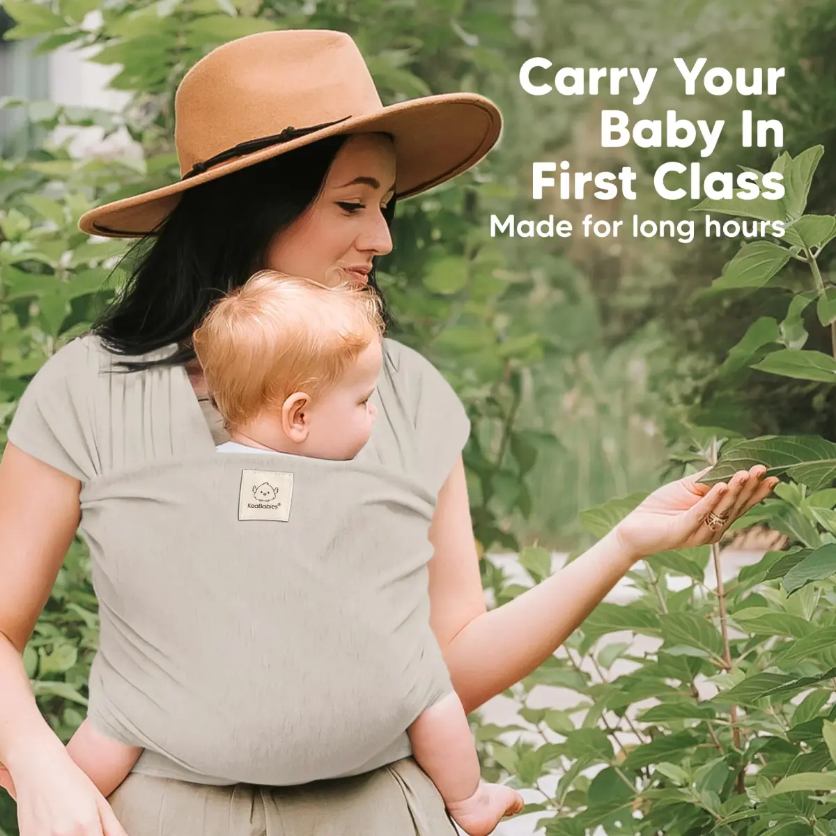 KeaBabies Original Baby Wrap Carrier Stone Gray | Ergonomic, IHDI Certified, Breathable Fabric for Newborns to Toddlers - view 6