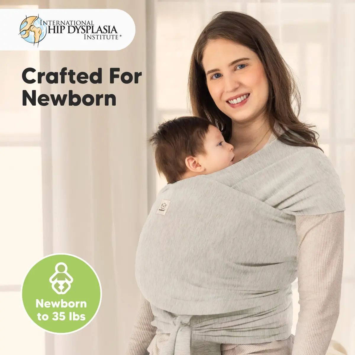 KeaBabies Original Baby Wrap Carrier Stone Gray | Ergonomic, IHDI Certified, Breathable Fabric for Newborns to Toddlers - view 2