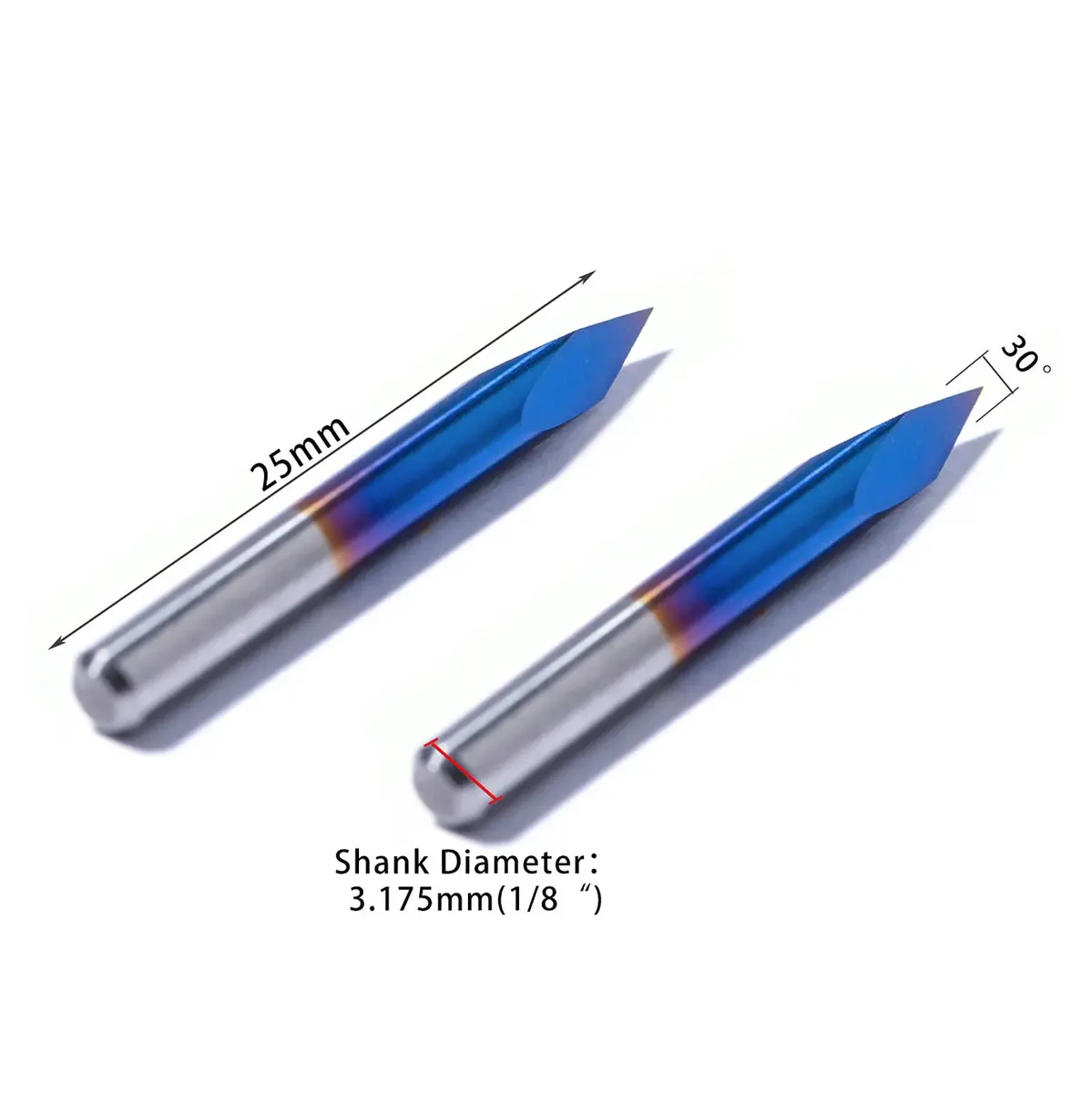 FoxAlien Triangular CNC Router Bits 0.1mm Engraving V-Bits, 30 Degree | Precise Engraving for Wood & Plastic - view 3