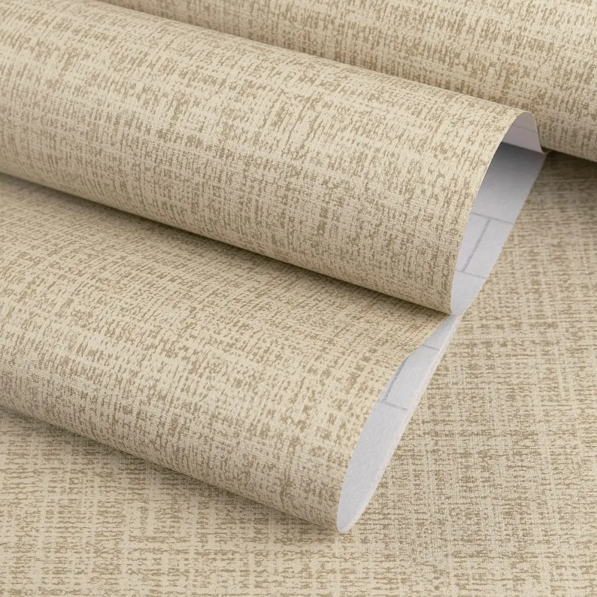 TANONE Khaki Grasscloth Peel and Stick Wallpaper 43.3 sq.ft (15.8" W x 394" L) | Beige Linen Texture for Walls & Cabinets - main product image
