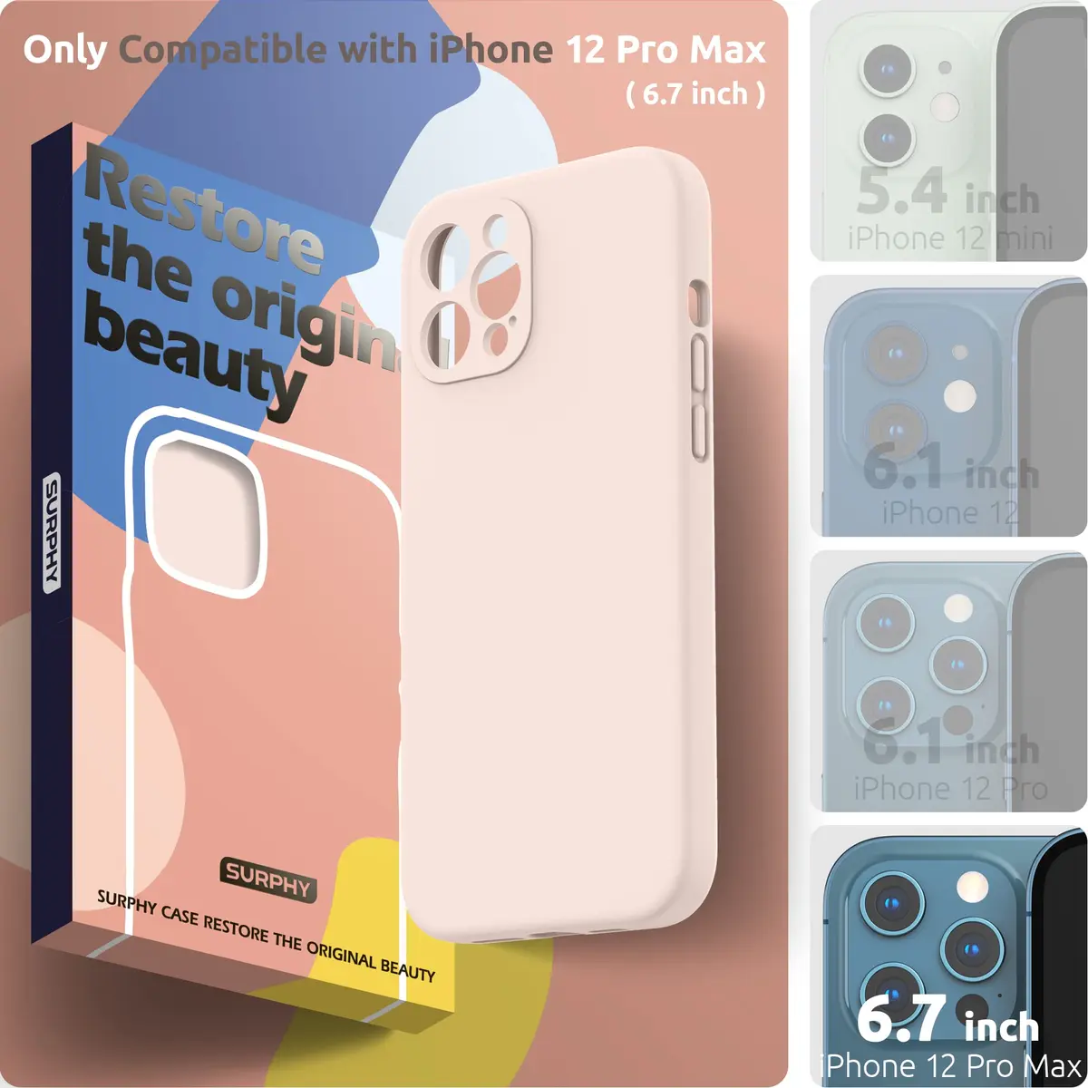 SURPHY Liquid Silicone Case for iPhone 12 Pro Max (6.7 inches) | Camera Protection, Microfiber Lining - view 2