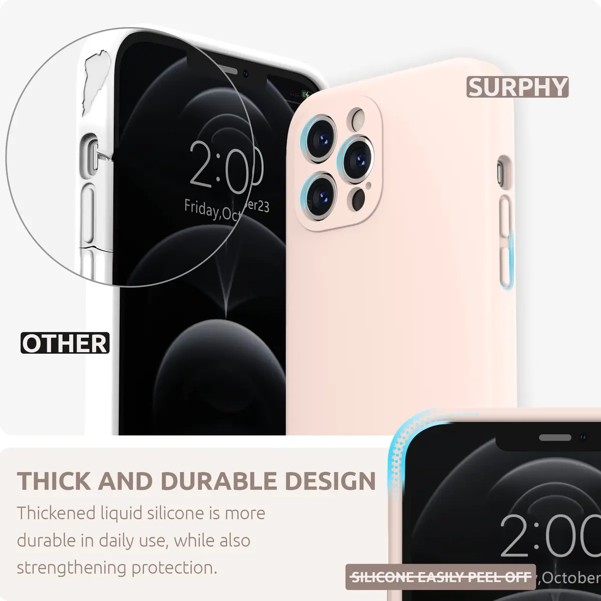 SURPHY Liquid Silicone Case for iPhone 12 Pro Max (6.7 inches) | Camera Protection, Microfiber Lining - view 3