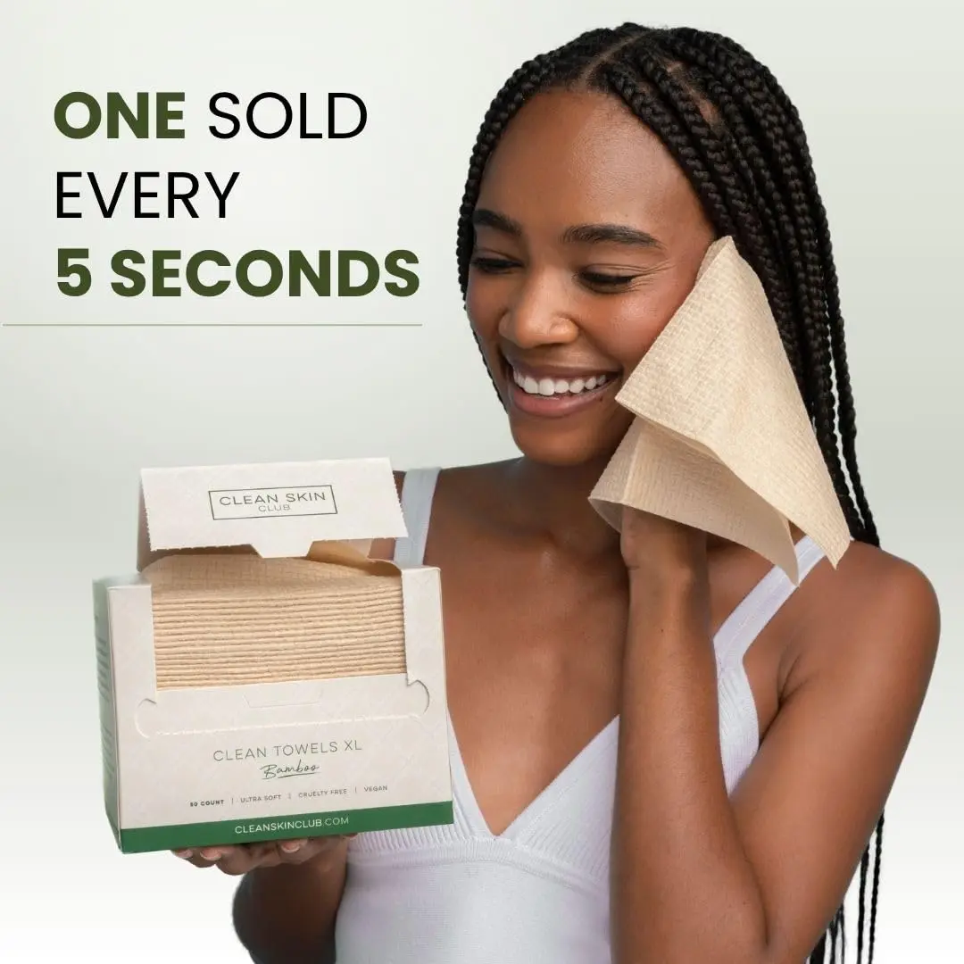 Clean Skin Club Clean Towels XL Bamboo Viscose Face Towels 50 Count | USDA Biobased Dry Wipes - view 8