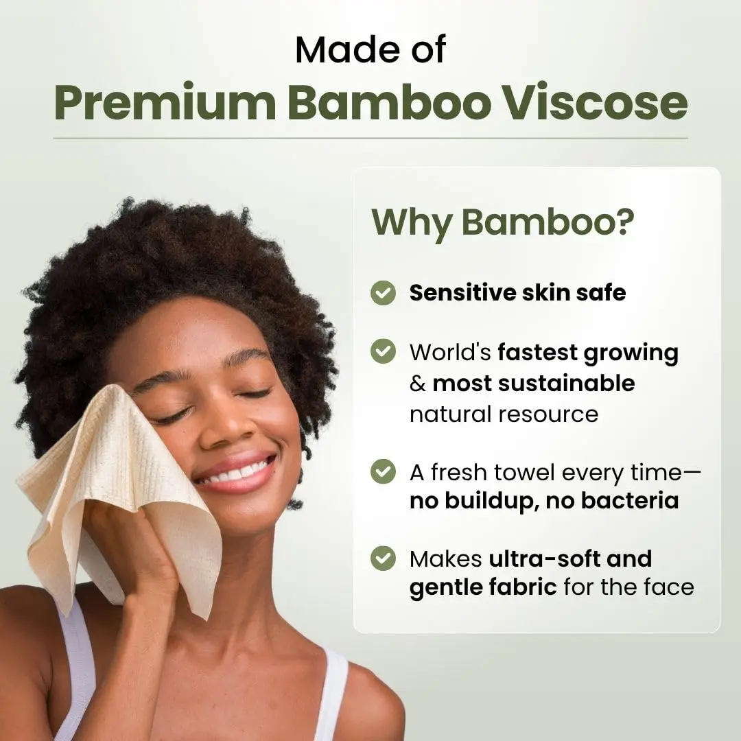 Clean Skin Club Clean Towels XL Bamboo Viscose Face Towels 50 Count | USDA Biobased Dry Wipes - view 3