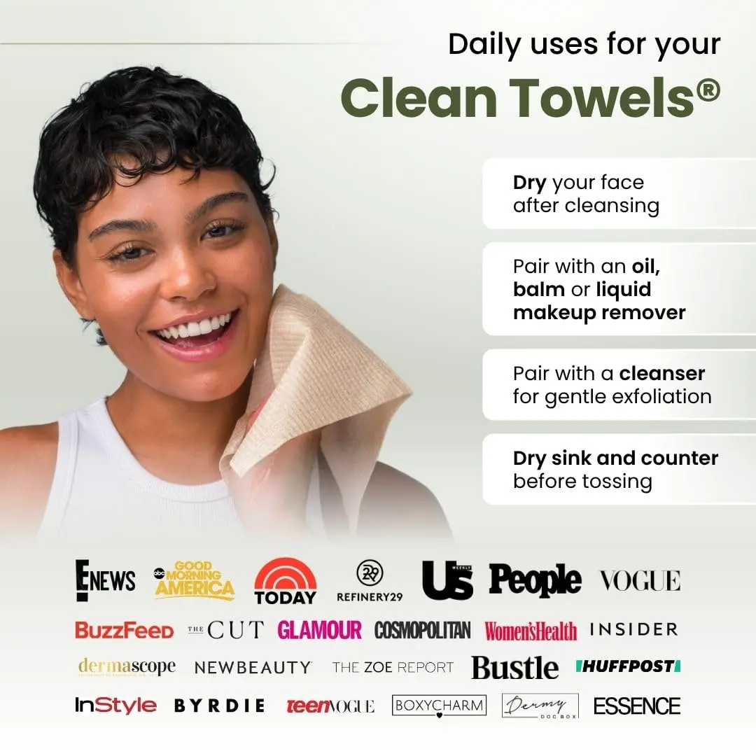 Clean Skin Club Clean Towels XL Bamboo Viscose Face Towels 50 Count | USDA Biobased Dry Wipes - view 4