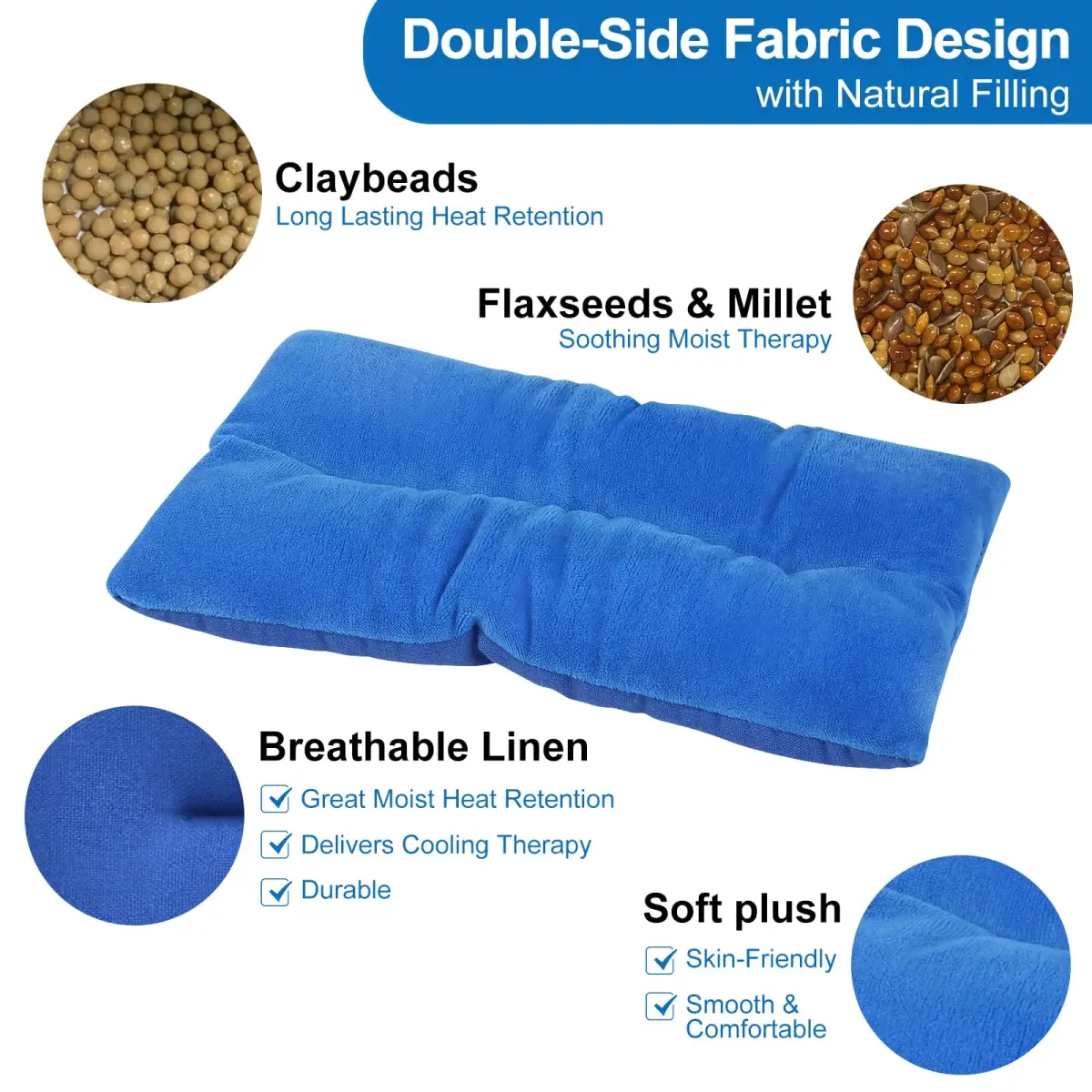 Atsuwell Microwave Heating Pad 6 x 11 Inch Blue | Soothing Moist Heat for Cramps & Joint Relief - view 4