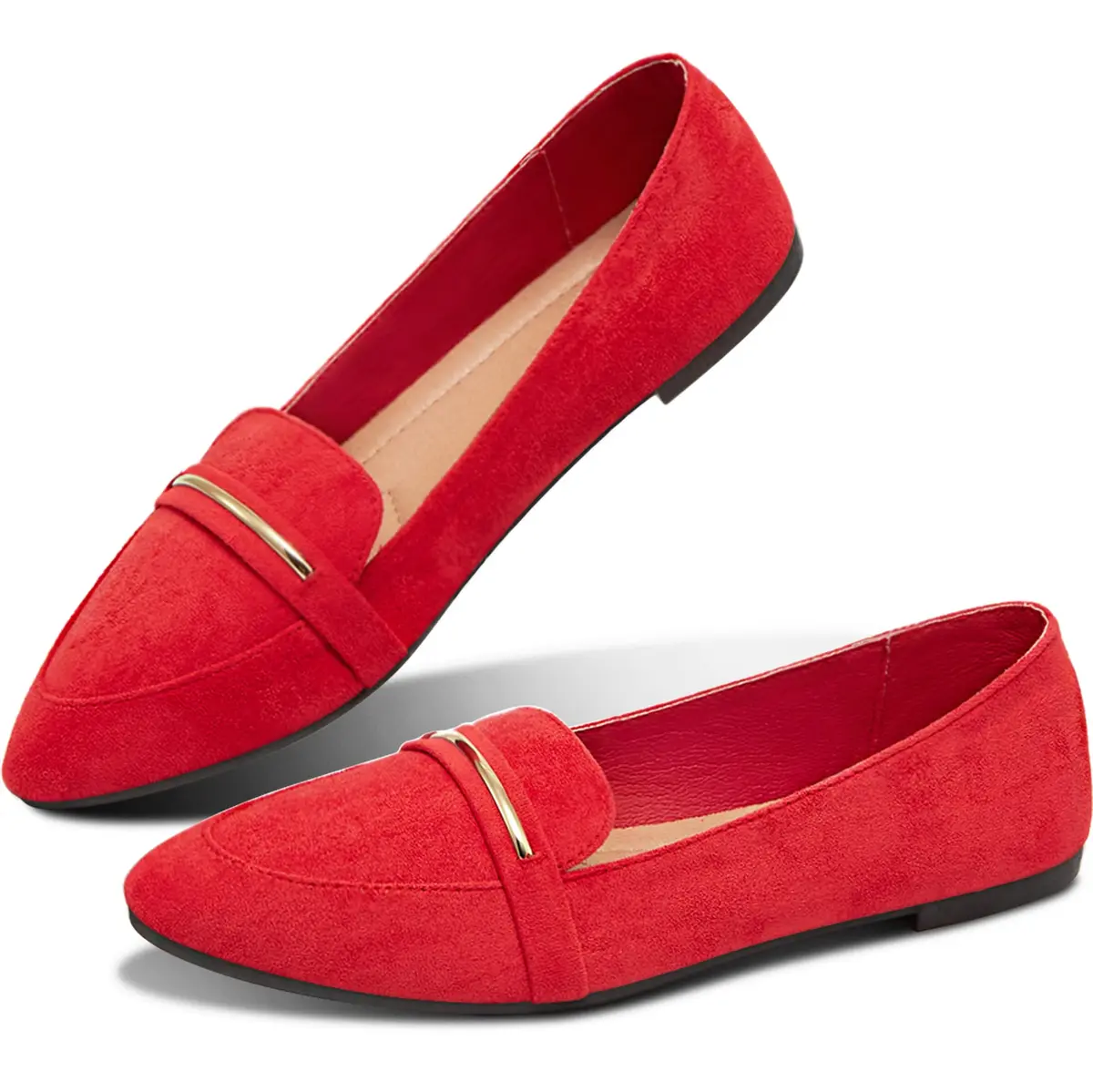 Obtaom Women's Pointy Toe Loafer Flat Faux Suede Shoes | Comfortable Daily Workwear (70-120c) - main product image