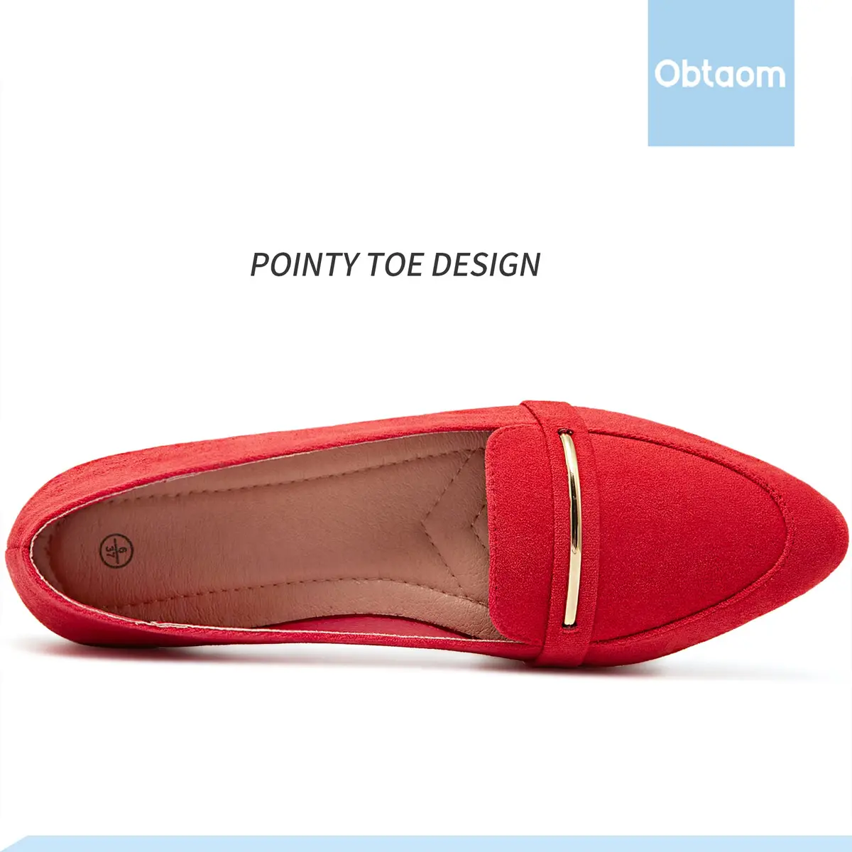 Obtaom Women's Pointy Toe Loafer Flat Faux Suede Shoes | Comfortable Daily Workwear (70-120c) - view 6