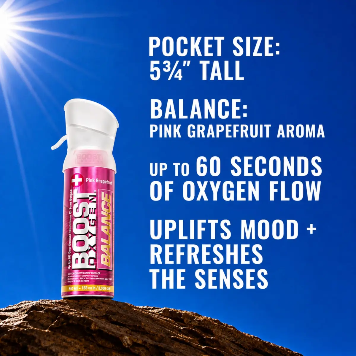 Boost Oxygen Pocket Size Balance Pink Grapefruit 3L Canister | Portable Respiratory Support - view 2