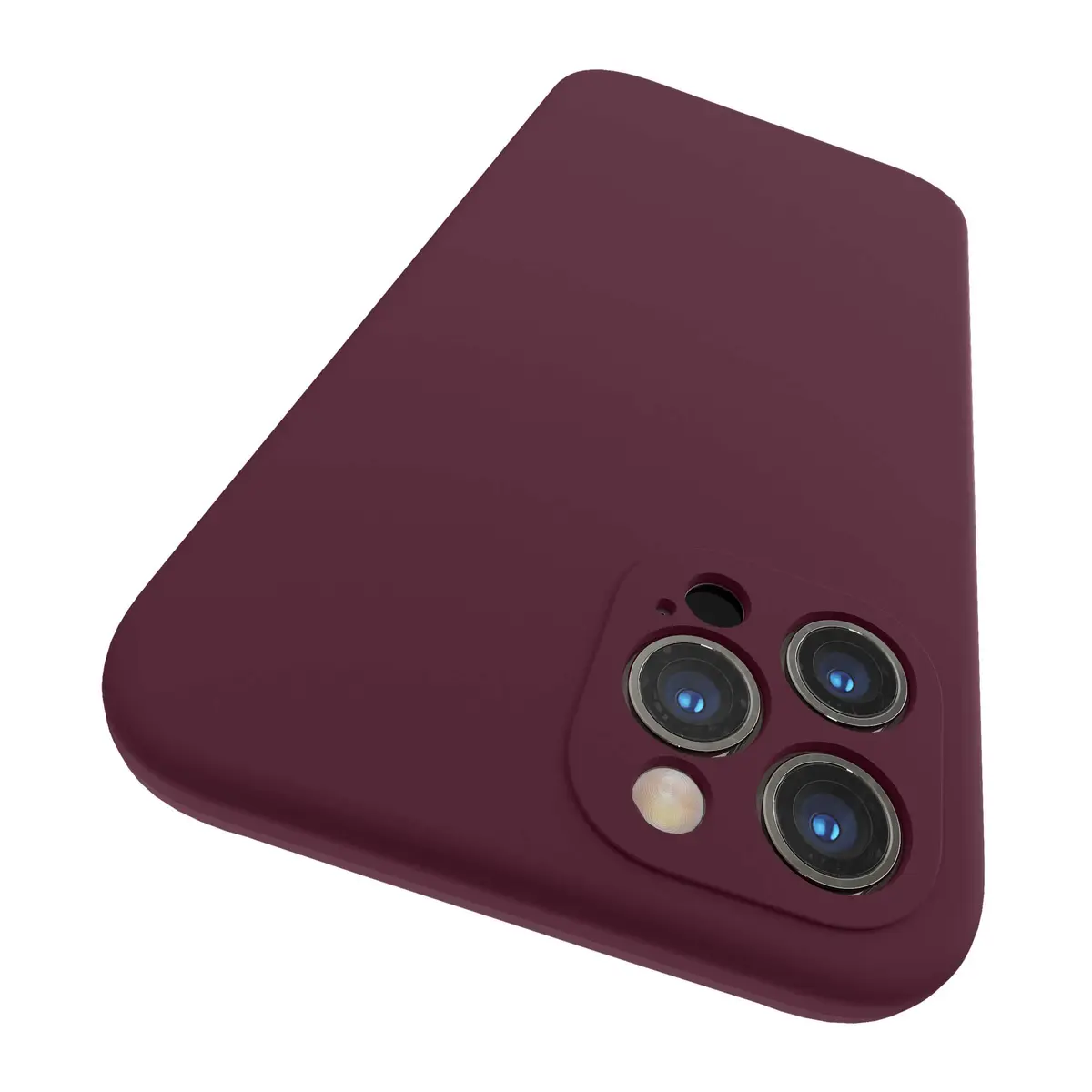 SURPHY Liquid Silicone Case for iPhone 12 Pro Max with Camera Protection & Microfiber Lining, Plum - main product image