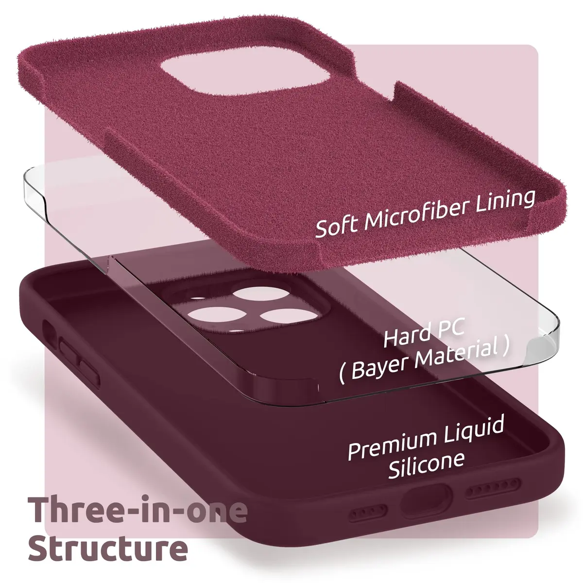 SURPHY Liquid Silicone Case for iPhone 12 Pro Max with Camera Protection & Microfiber Lining, Plum - view 4