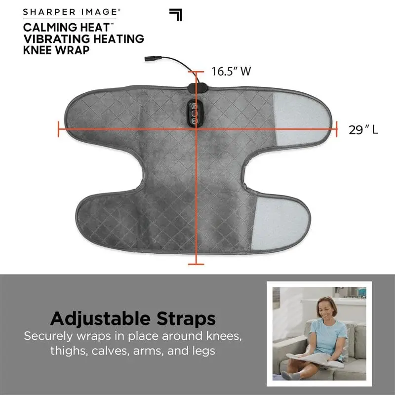 Calming Comfort Electric Heating Pad Knee Wrap | Copper & Charcoal, Auto Shut-Off, 2 Heat & 5 Vibration Settings, 76.2cm x 42cm - view 6