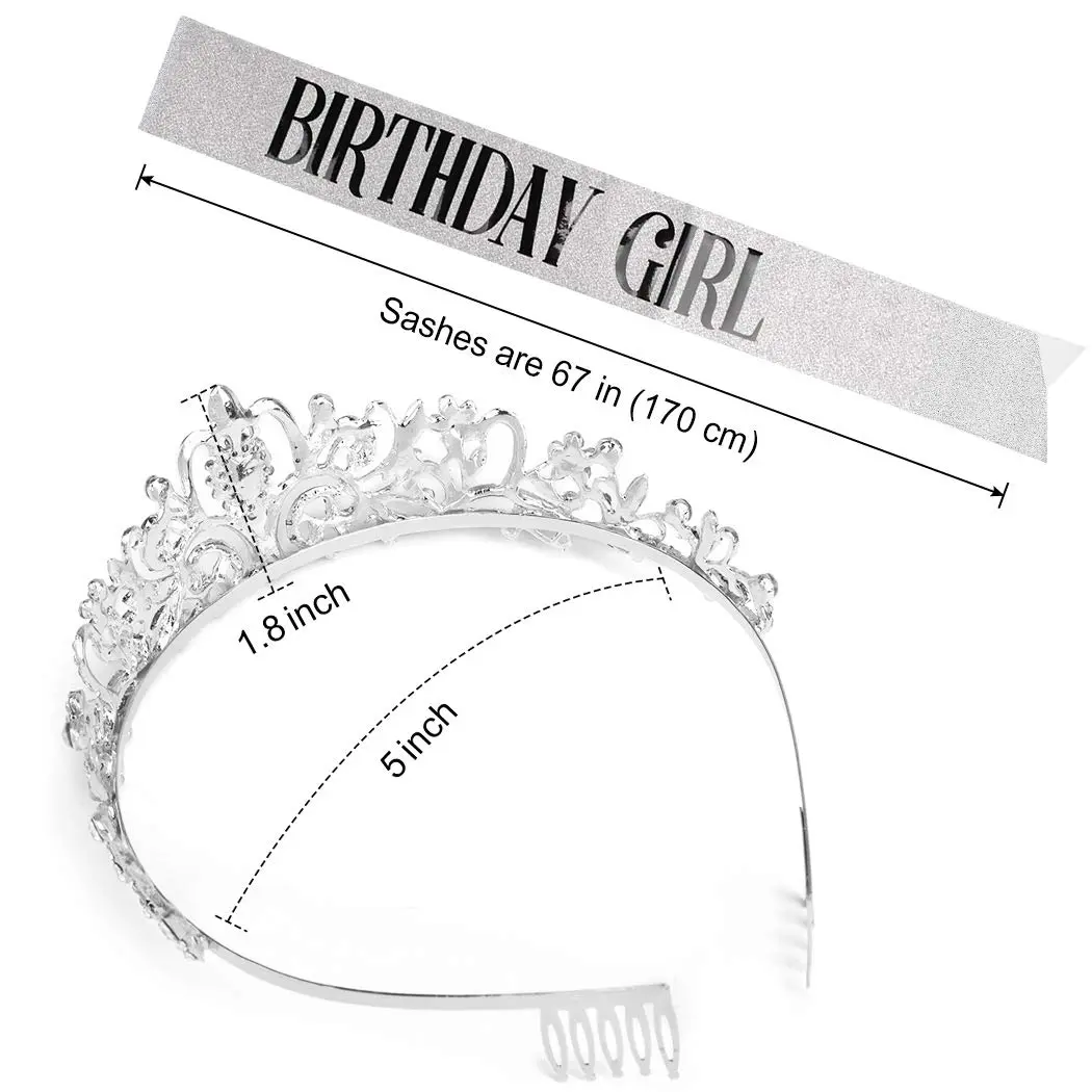 COCIDE Birthday Sash & Tiara Set - Rhinestone Tiara & Sash for Women's Birth Party Decoration Kit | Sparkling Glitter & Adjustable Fit - view 7