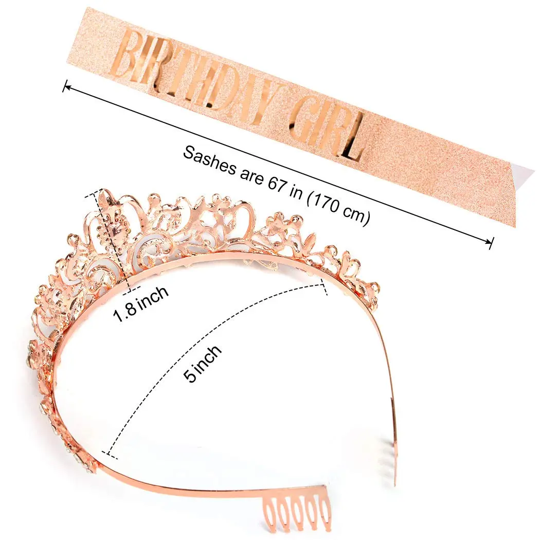 COCIDE Birthday Sash & Tiara Set - Rhinestone Tiara & Silver Glitter Sash | Women's Birth Party Decoration Kit - view 7