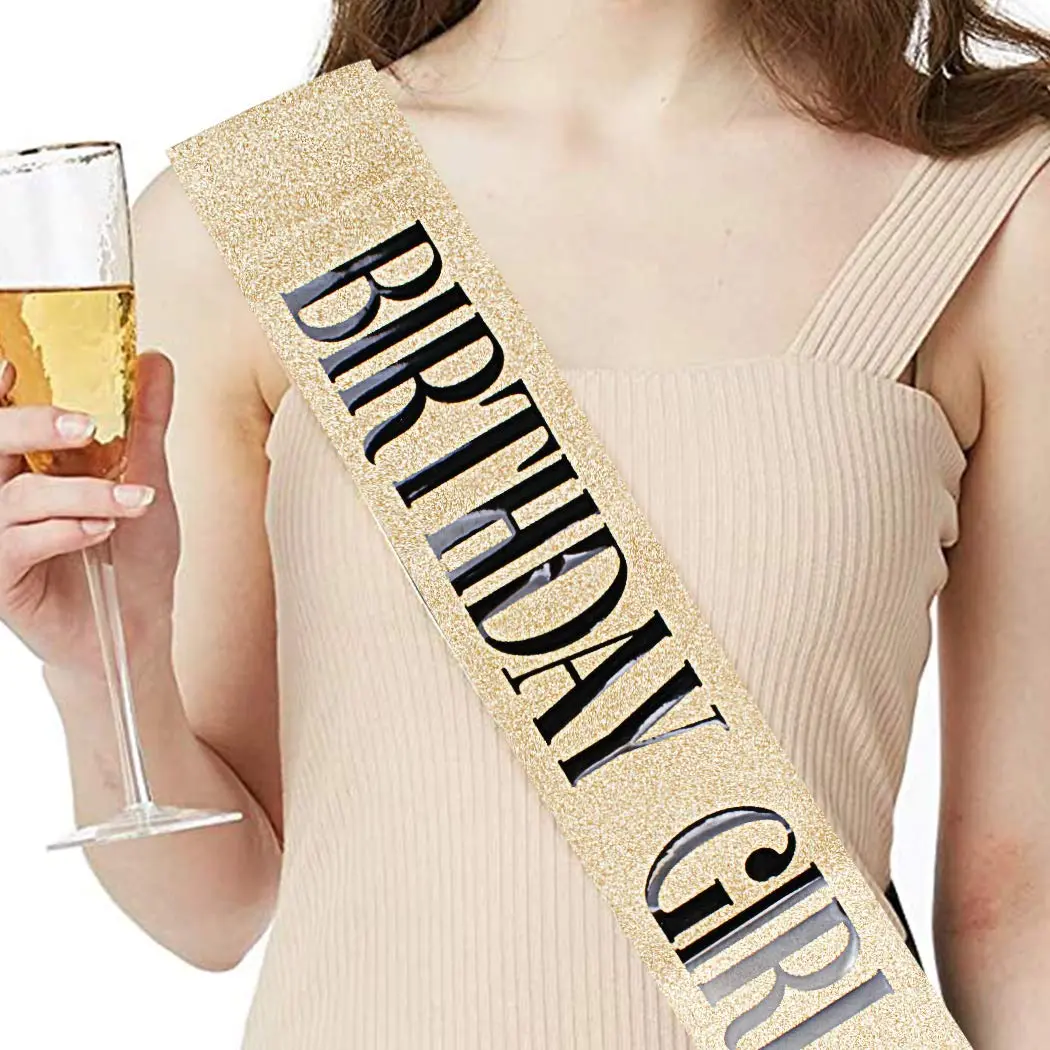 COCIDE Birthday Sash & Tiara Set - Rhinestone Tiara & Silver Glitter Sash for Women's Birth Party, 33 inches sash, 12.5 cm tiara - view 3
