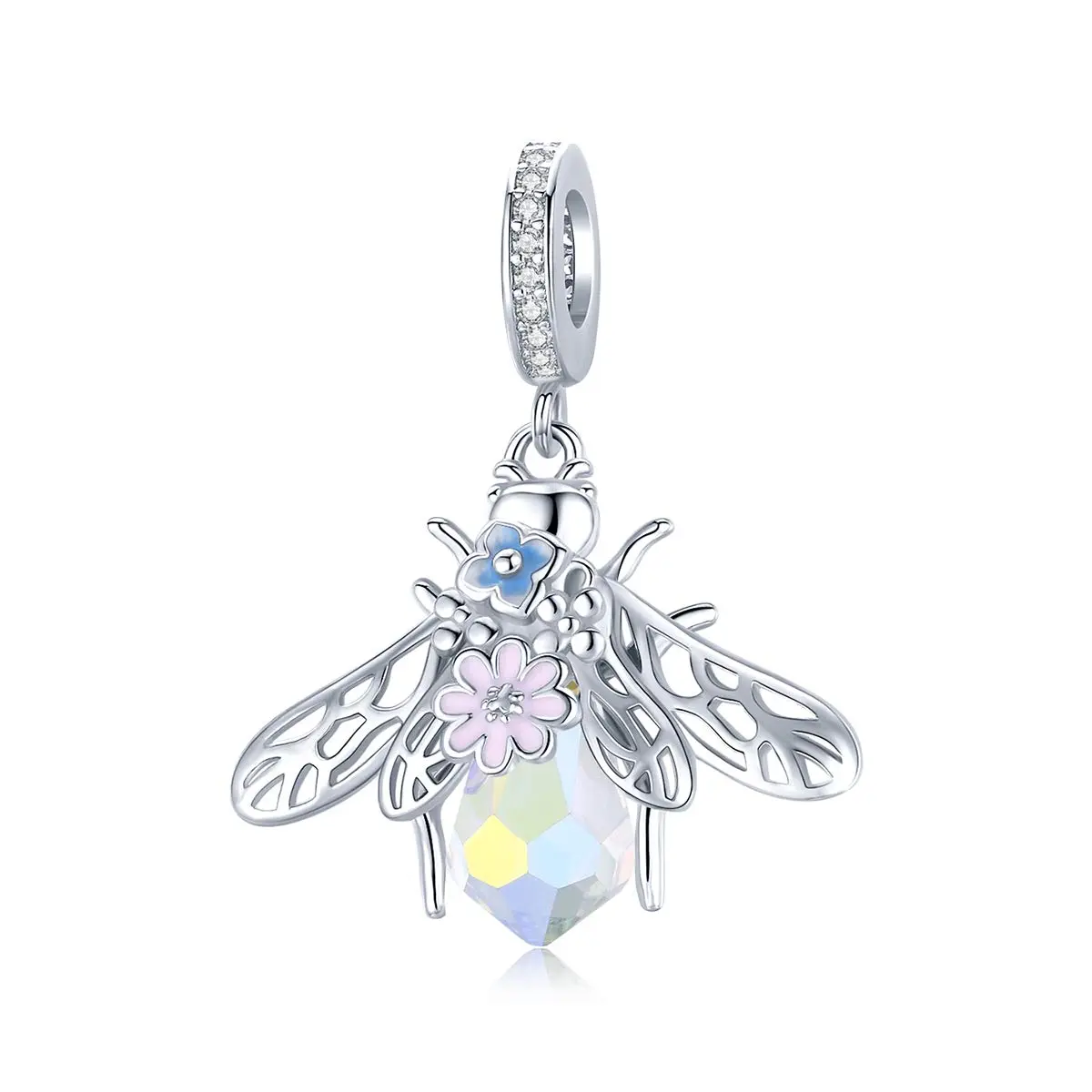 MEETCCY 925 Sterling Silver Bee Charm 28mm (0.92in) | Genuine Antique Finish for Pandora Bracelets - main product image