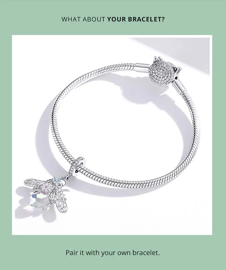 MEETCCY 925 Sterling Silver Bee Charm 28mm (0.92in) | Genuine Antique Finish for Pandora Bracelets - view 9