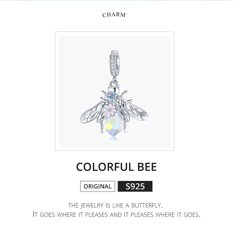 MEETCCY 925 Sterling Silver Bee Charm 28mm (0.92in) | Genuine Antique Finish for Pandora Bracelets - view 3