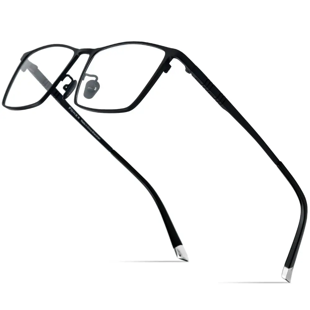 FONEX Titanium Square Eyeglasses F85641 Black | Ultralight Pure Titanium Full Rim Frame 150mm (5.8in) - main product image
