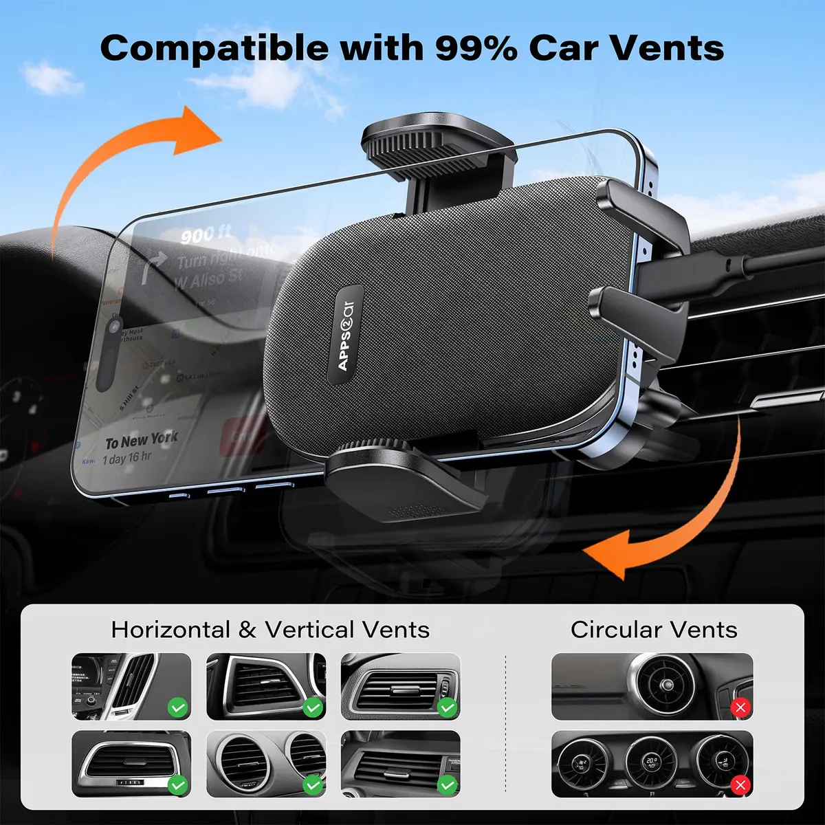 APPS2Car Car Phone Holder Mount, Strong Suction Dashboard & Windshield, Fits 4-7 Inch Phones, 360° Rotation, One-Touch Release, Ideal for Delivery & Uber - view 5