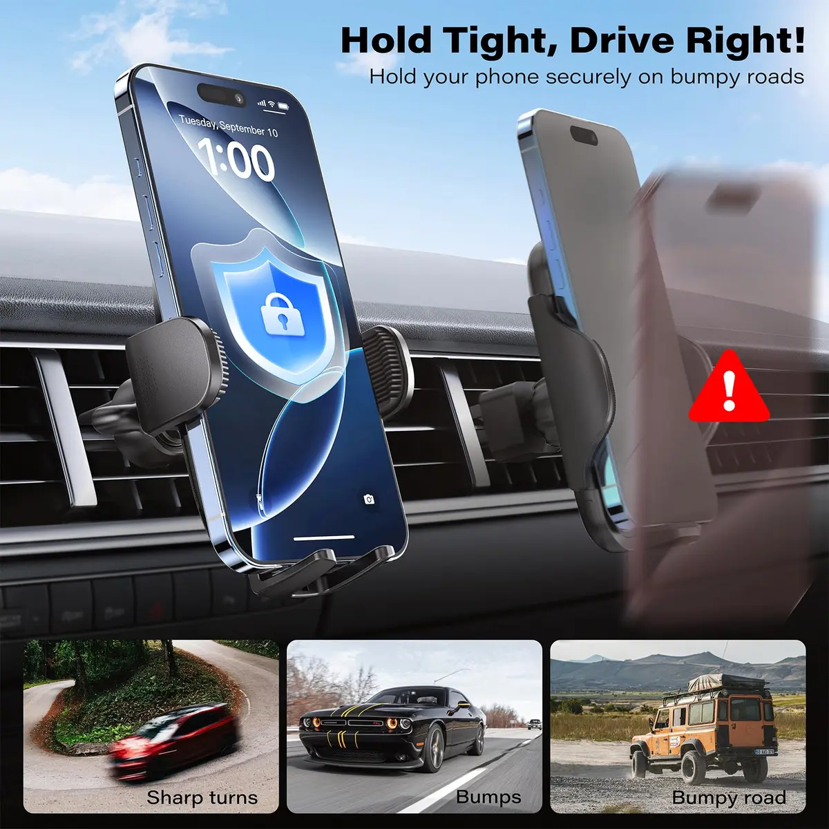 APPS2Car Car Phone Holder Mount, Strong Suction Dashboard & Windshield, Fits 4-7 Inch Phones, 360° Rotation, One-Touch Release, Ideal for Delivery & Uber - view 6