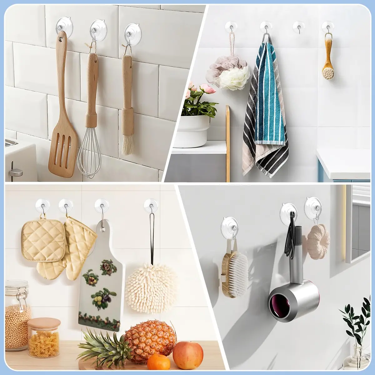 Hangerspace Suction Cup Hooks, Large, Clear | Reusable Waterproof Wall Hooks for Bathroom & Kitchen - view 6