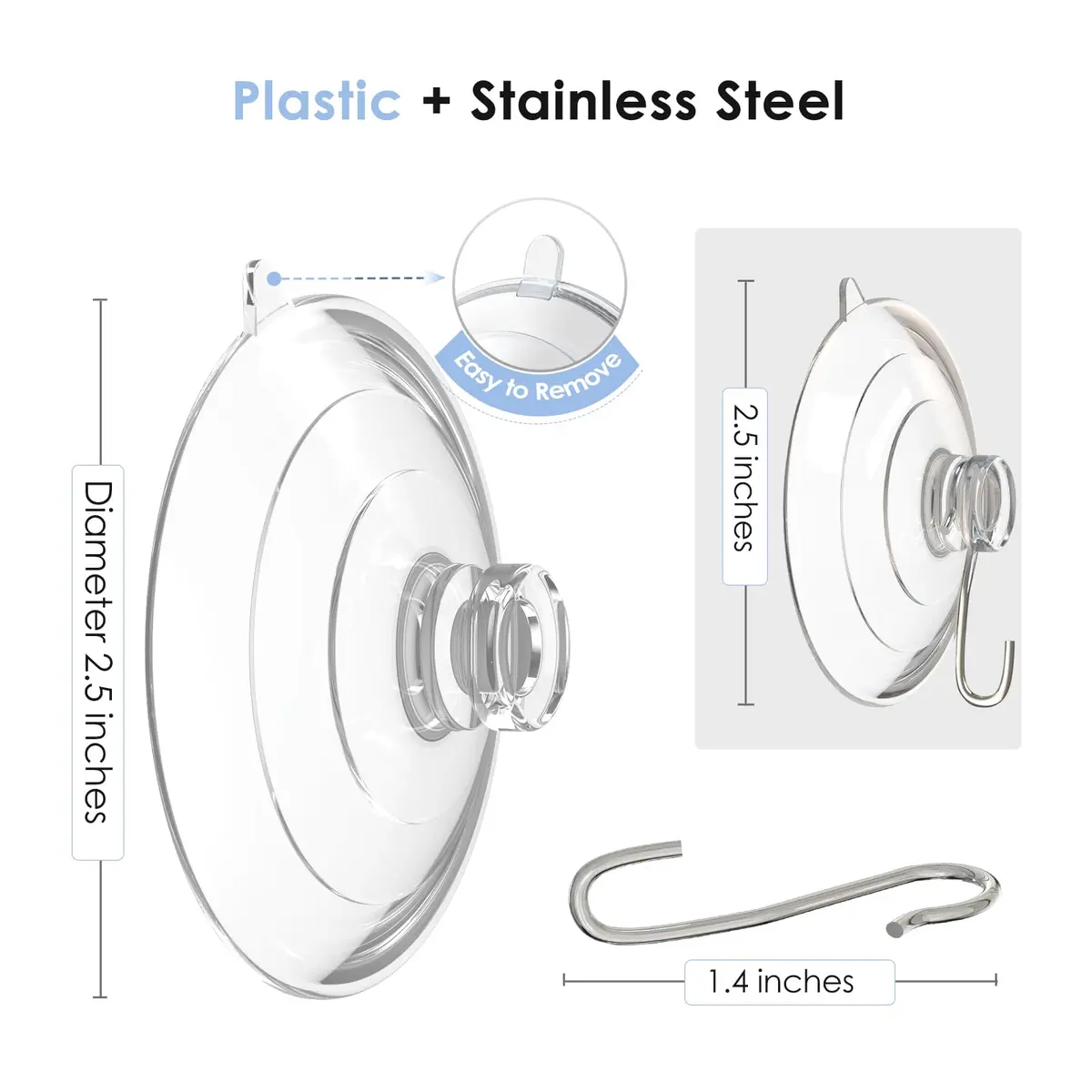 Hangerspace Suction Cup Hooks, Large, Clear | Reusable Waterproof Wall Hooks for Bathroom & Kitchen - view 9