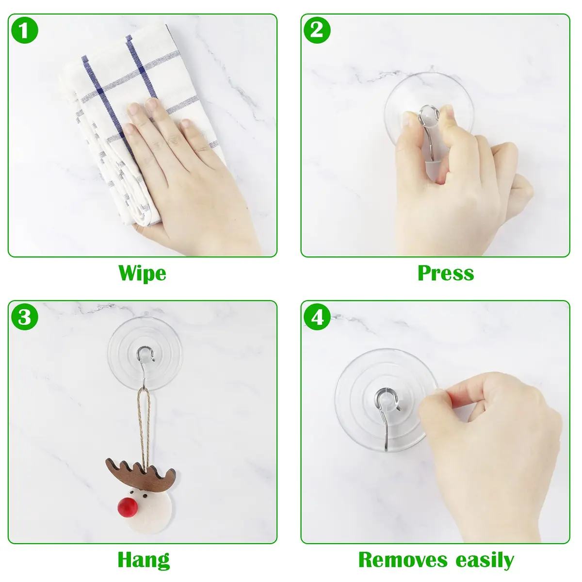Hangerspace Suction Cup Hooks, Large, Clear | Reusable Waterproof Wall Hooks for Bathroom & Kitchen - view 3