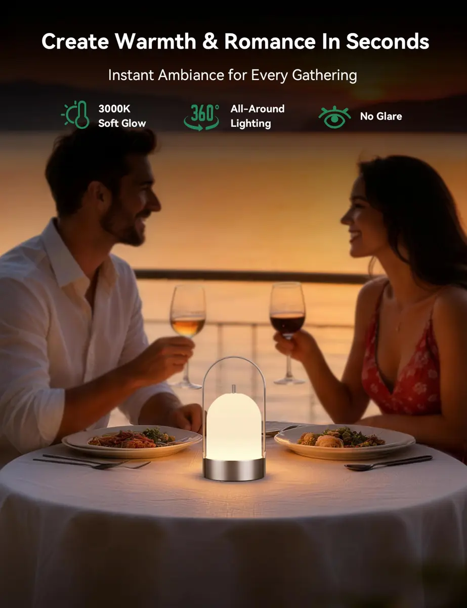 Tubicen Portable Table Lamp Rechargeable Outdoor Lantern with Handle | Waterproof, Dimmable, 4000mAh Battery - view 4