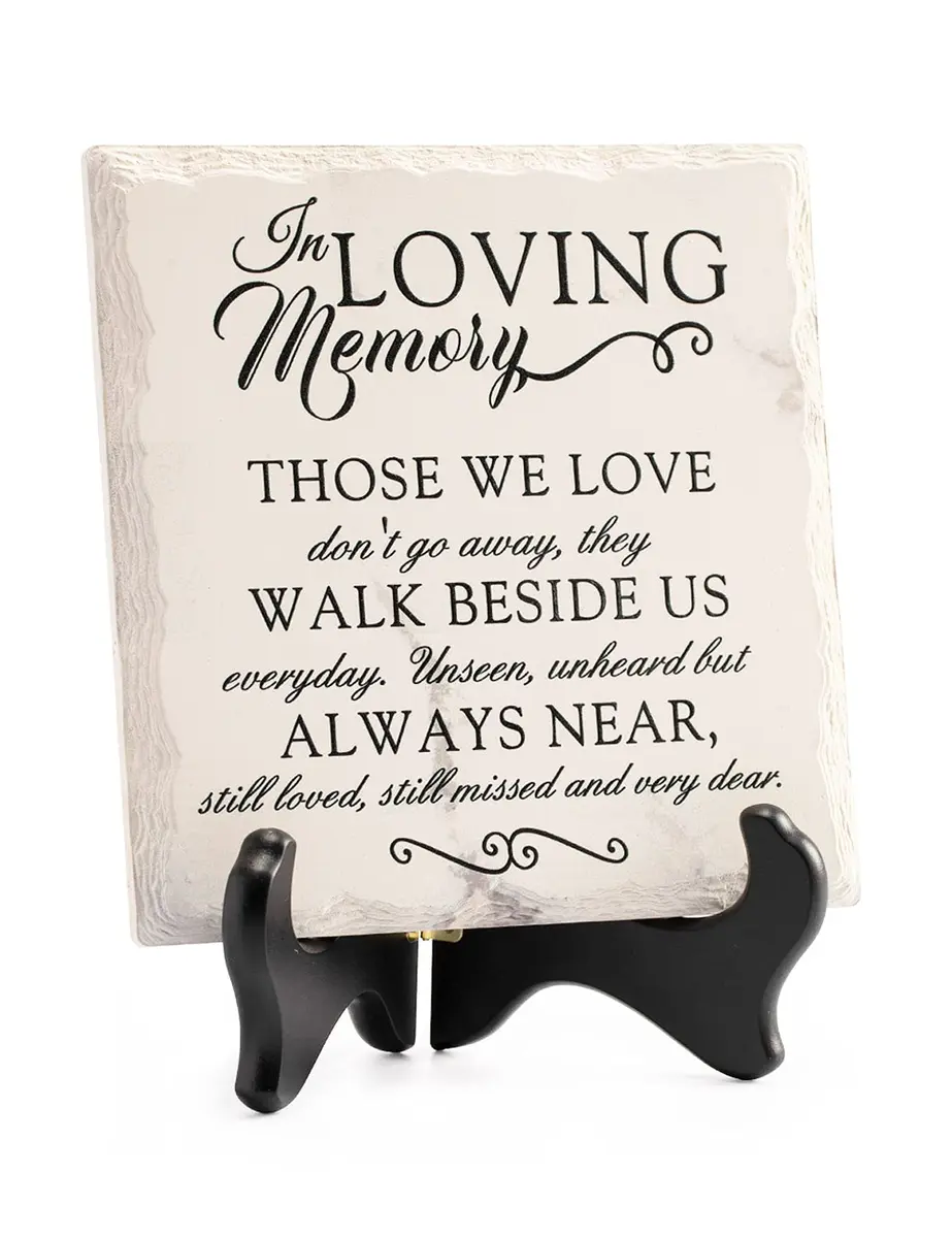 LukieJac Sympathy Gifts for Loss of Loved One In Memory of Mother Father Plaque with Wooden Stand | Bereavement & Condolences Sign - main product image