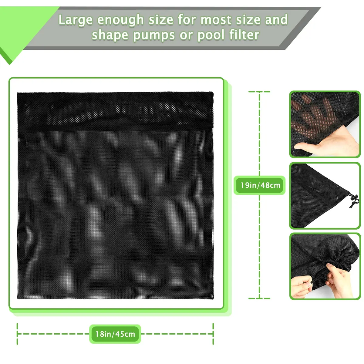 Hecaty Large Pump Barrier Bag 24" x 26" | Heavy-Duty Mesh for Pond Pumps - view 2