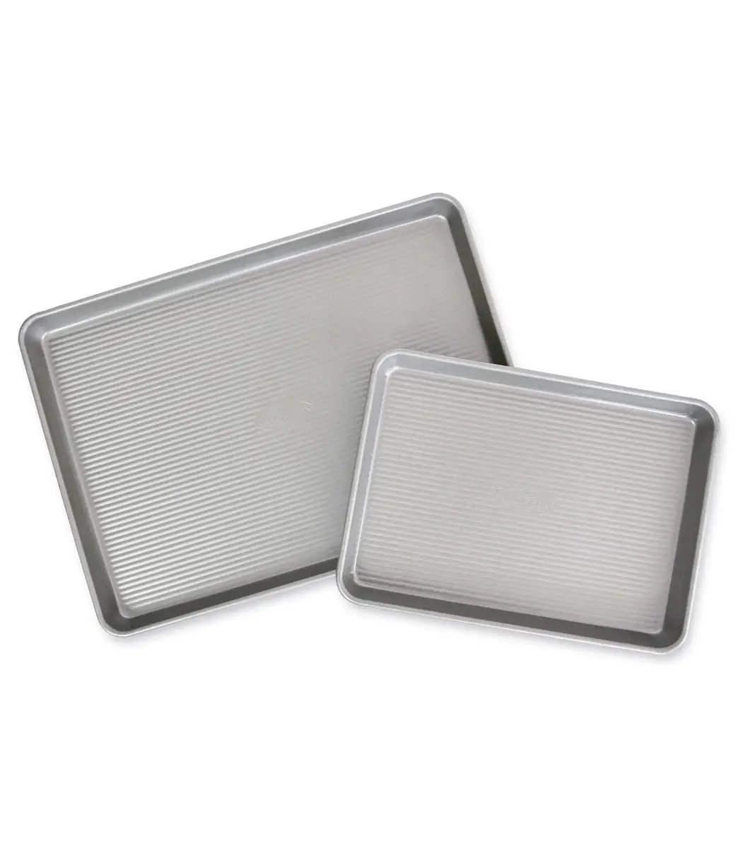 USA Pan Nonstick Half Sheet Pan and Quarter Sheet Pan Set of 2 | Aluminized Steel Baking Sheets - main product image