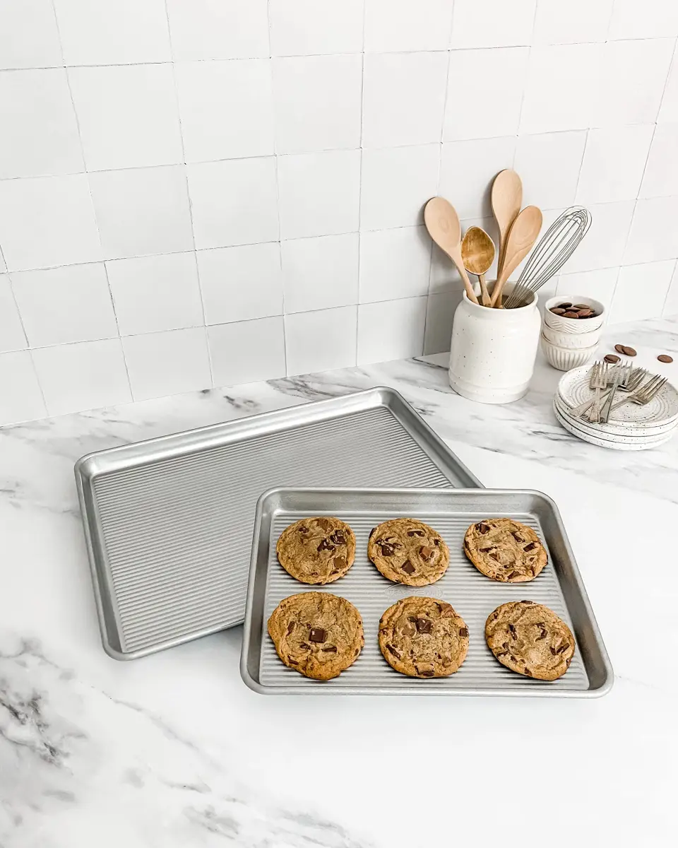 USA Pan Nonstick Half Sheet Pan and Quarter Sheet Pan Set of 2 | Aluminized Steel Baking Sheets - view 2