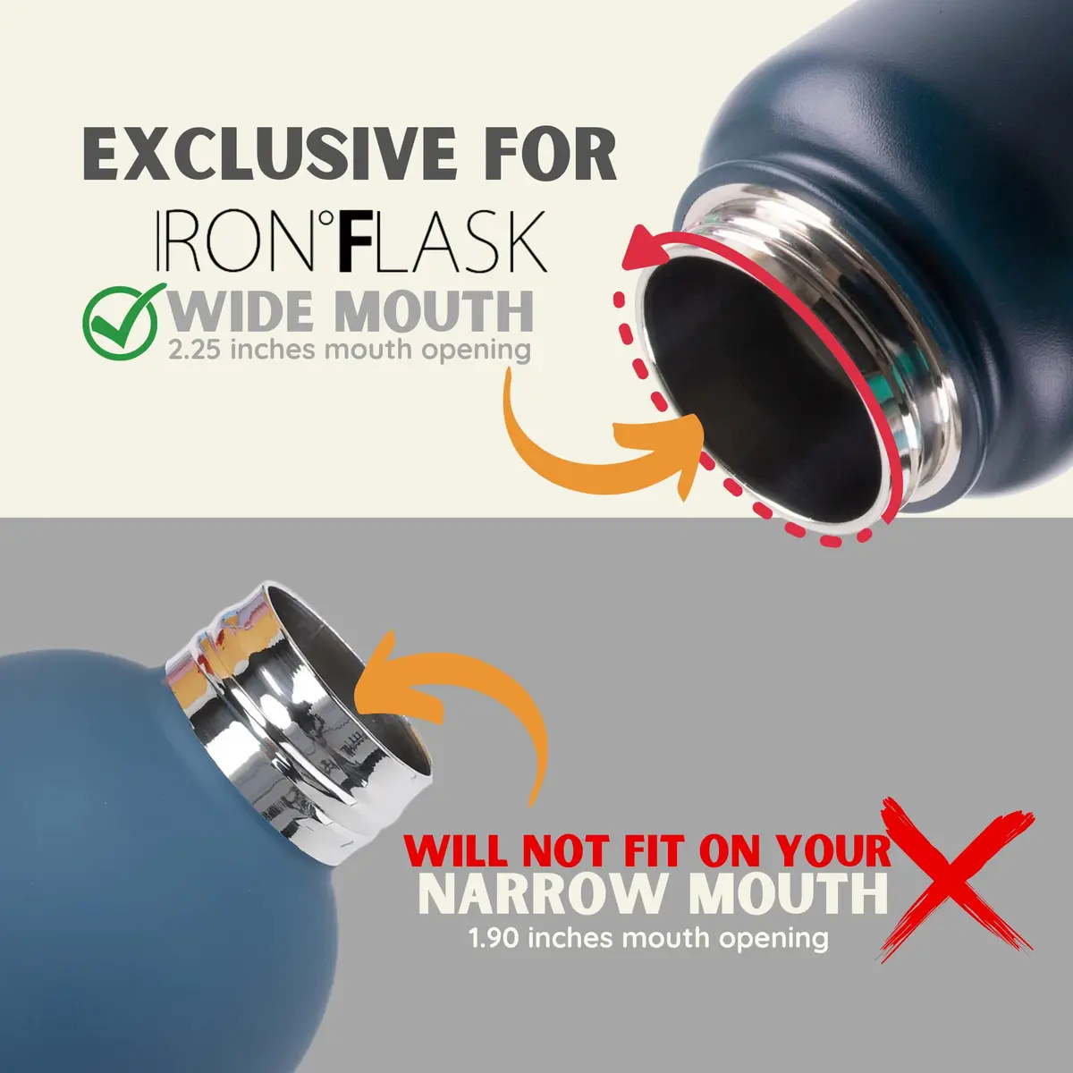 IRON °FLASK Spout Lid for Wide Mouth Water Bottles, 2 Pack | BPA-Free & Leakproof Chug Style - view 3