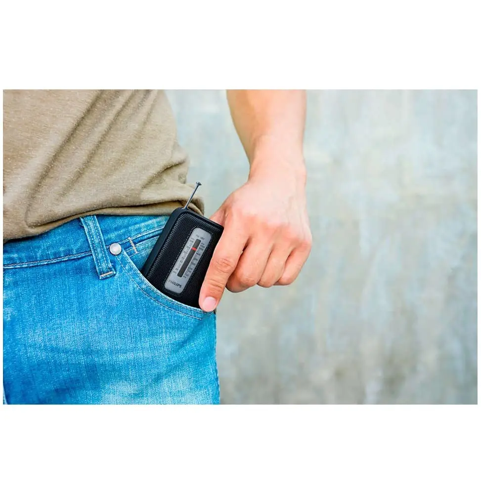 PHILIPS TAR1506 Portable AM FM Radio, Battery Operated, Tuning Light, Excellent Reception Black (15.62 cm x 8.5 cm x 3.73 cm) - view 6
