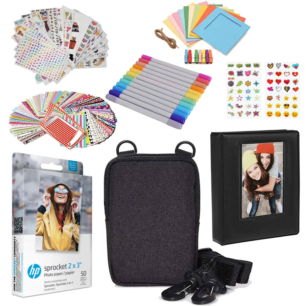 HP 2x3 Premium Zink Photo Paper (50 Pack) with Album, Case & Stickers | Fade-Resistant, Acid-Free Paper for Students - main product image