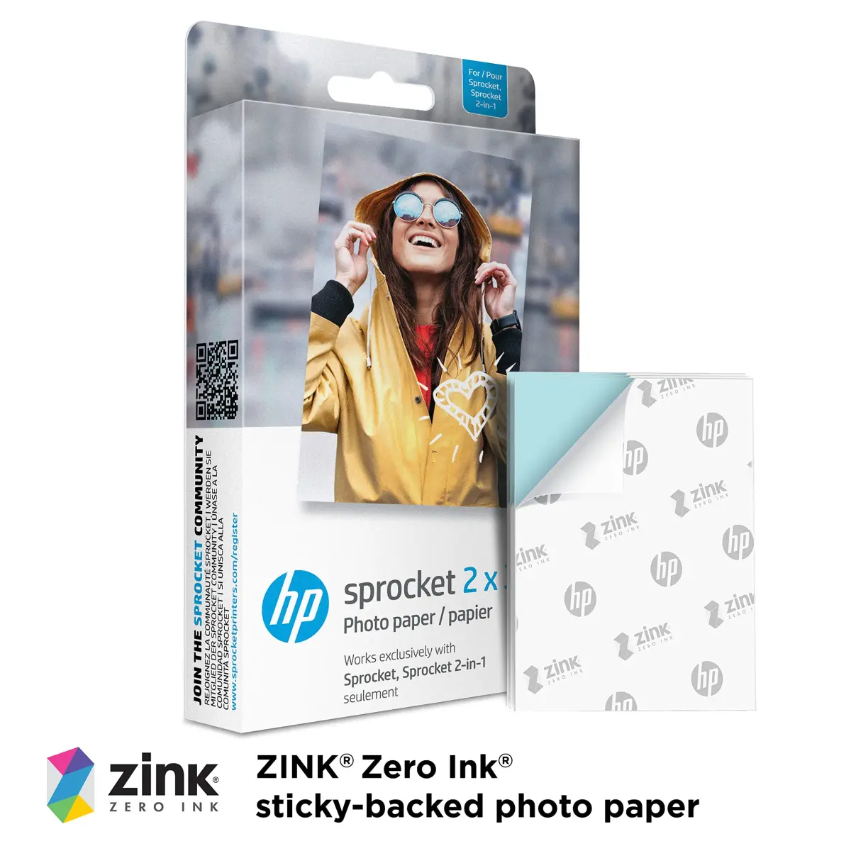 HP 2x3 Premium Zink Photo Paper (50 Pack) with Album, Case & Stickers | Fade-Resistant, Acid-Free Paper for Students - view 2
