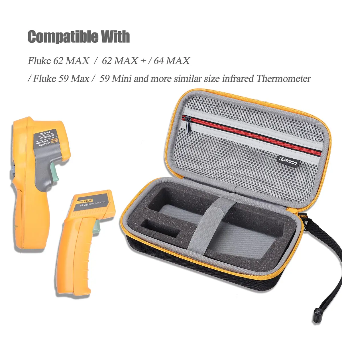 RLSOCO Carrying Case for Fluke 62 Max/62 Max+/561/59 Max+/59 Max/64 Max/59 Mini/ST20 Max/PerfectPrime IR0001 | Durable Infrared Thermometer Case - view 3