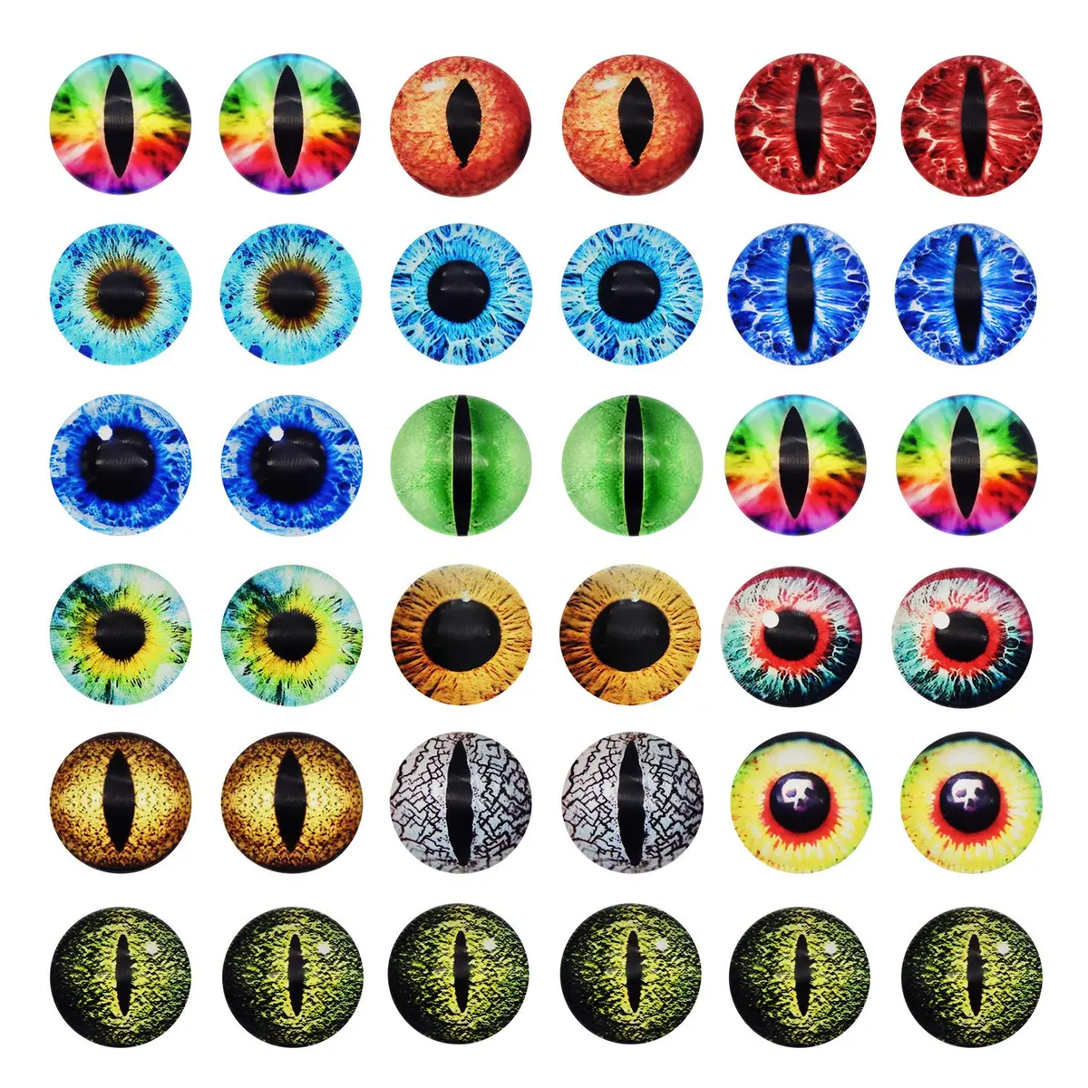 Julie Wang 18MM 40PCS Dragon Eyes Glass Cabochon for Clay Sculptures Making Props Craft Jewelry DIY Findings 0.71inches | Artistic Glass Decor - main product image