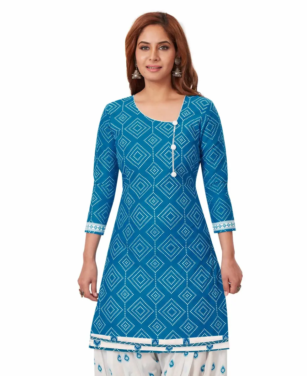 Miraan Women's Cotton Printed Readymade Salwar Suit XX-Large Blue | Stylish & Durable - view 4
