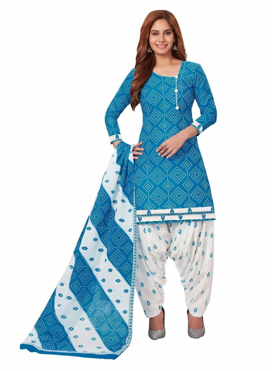 Miraan Women's Cotton Printed Salwar Suit Large Blue | Stylish & Durable - main product image