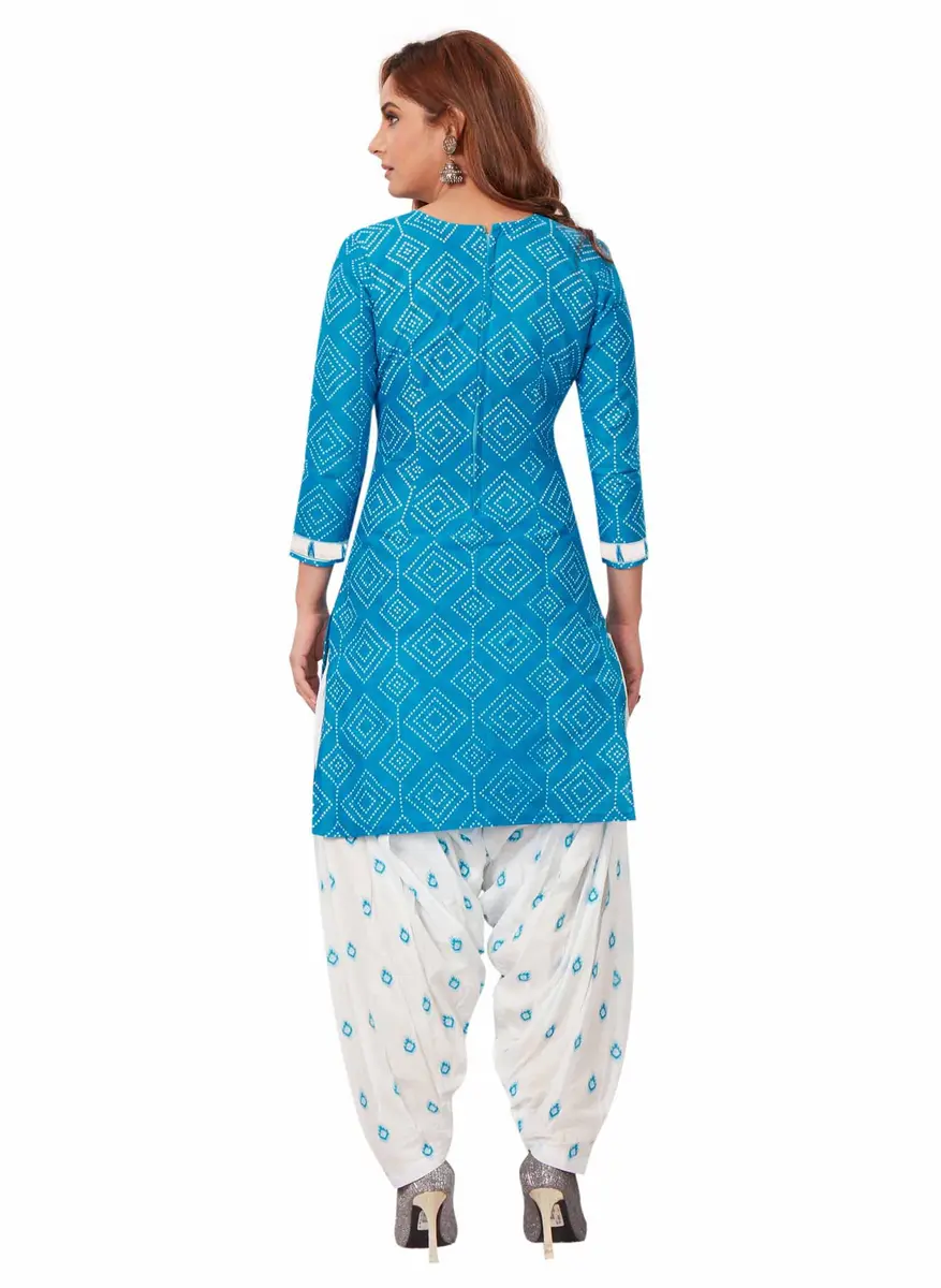 Miraan Women's Cotton Printed Salwar Suit Large Blue | Stylish & Durable - view 2