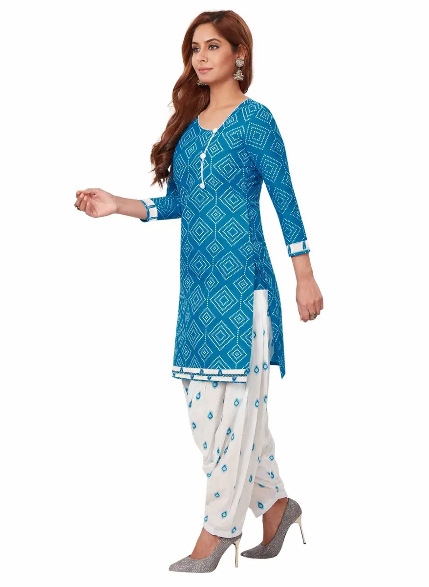Miraan Women's Cotton Printed Salwar Suit Large Blue | Stylish & Durable - view 3