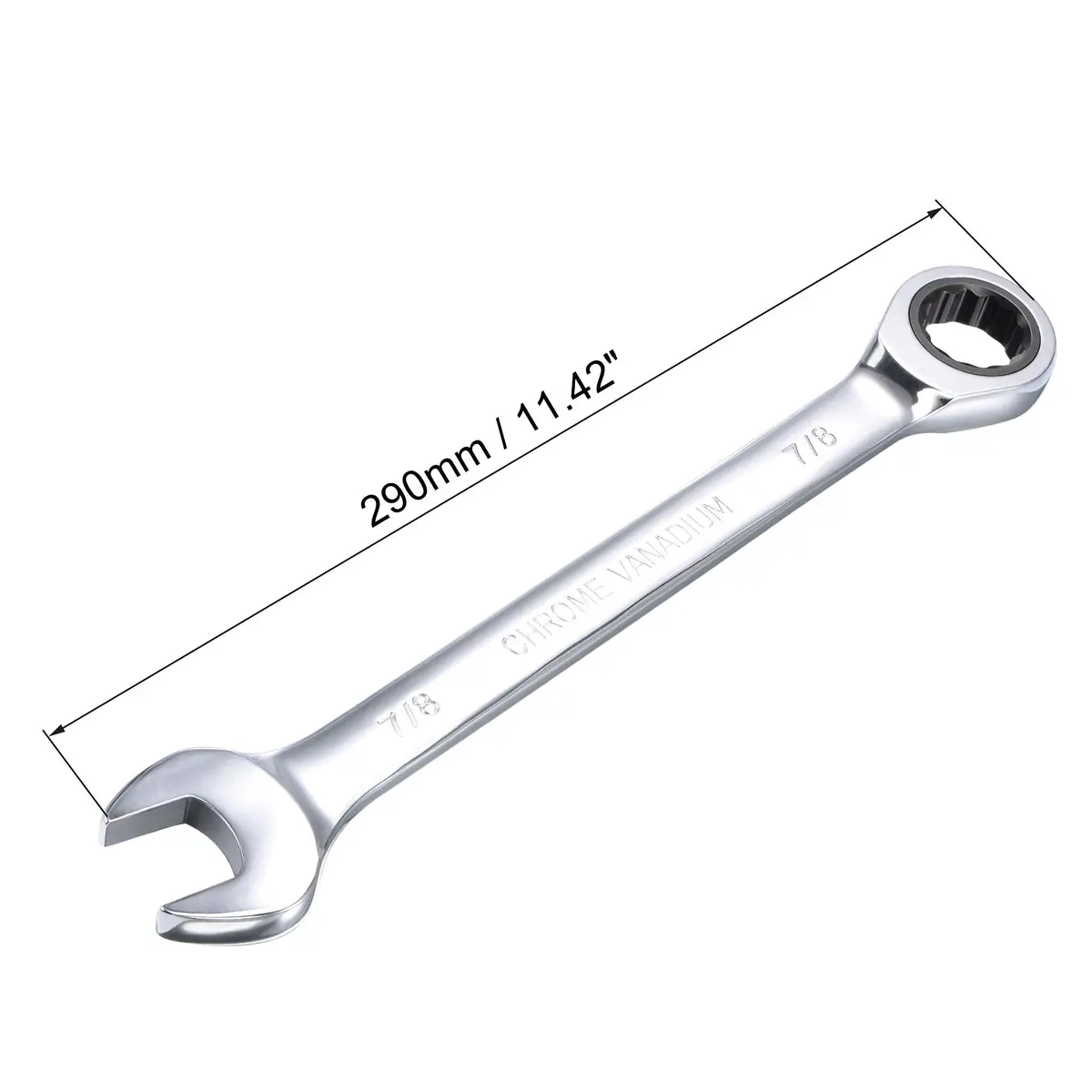 uxcell 7/8 Inch Ratcheting Combination Wrench SAE 11.42-inch Length | Heavy Duty Chrome Vanadium Steel - view 2